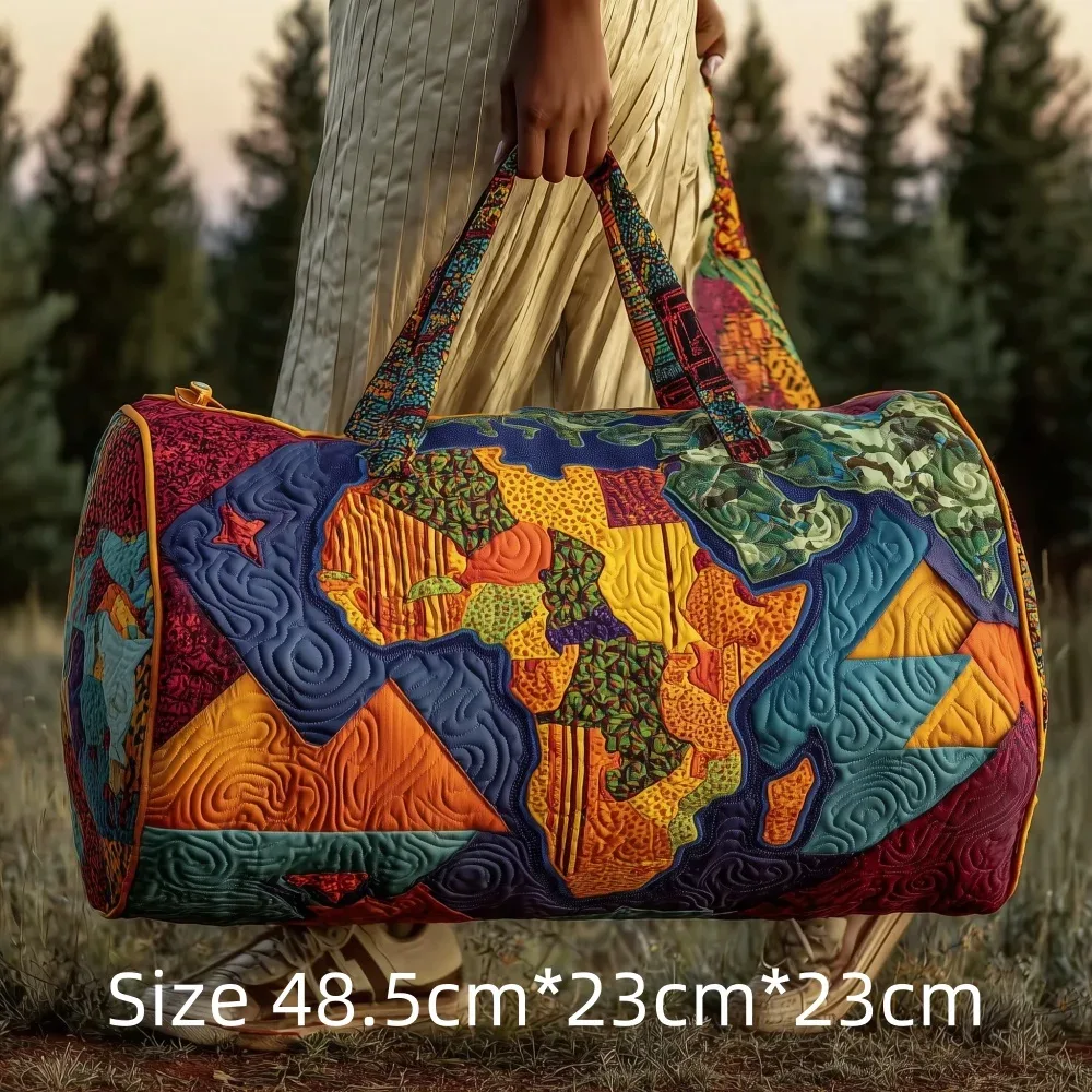 sac de voyage 3d matelassé afrique pour femme, sac de week-end bohème avec imprimé carte des femmes africaines, bagage cabine, sacs de festival uniques