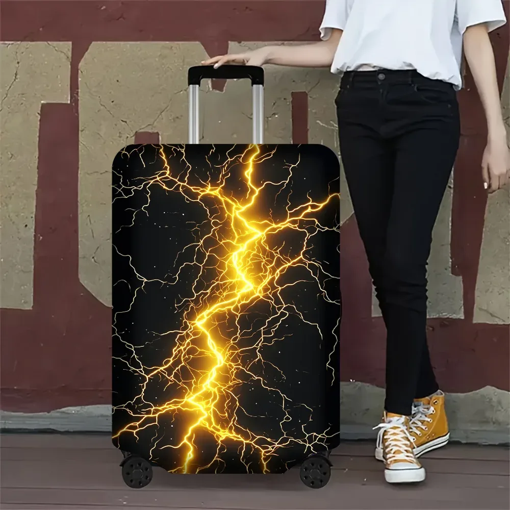 1 housse de bagage à imprimé éclair pour bagages de 18 à 32 pouces ; accessoires de voyage anti-poussière et élastiques pour une protection efficace