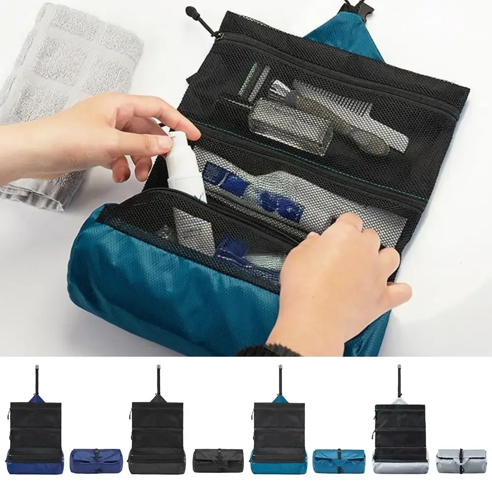 trousse de toilette pliable portable de grande capacité, sac de lavage étanche pour voyage d'affaires, sac à cosmétiques de voyage