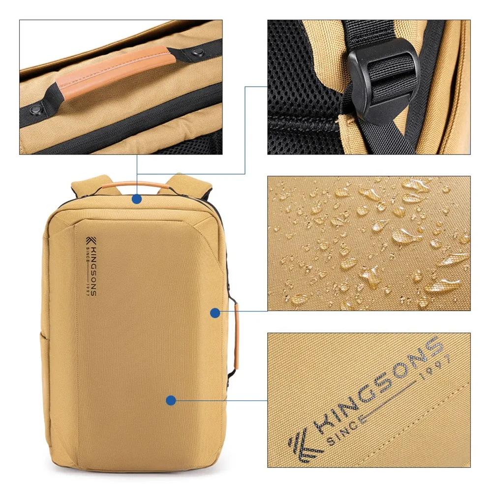 sac à dos pour ordinateur portable kingsons 23l en polyester recyclé pour hommes et femmes, sac à dos décontracté imperméable de 15,6 pouces, sac de transport léger