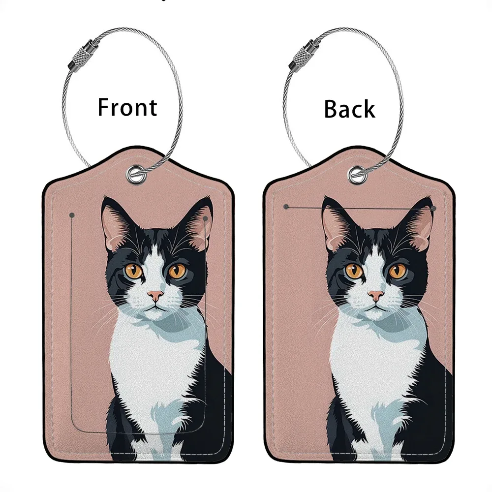 offre spéciale animaux mignons en cuir étiquette de bagage d'affaires étiquette d'adresse de valise étiquette de valise d'embarquement étiquette nom id adresse clip