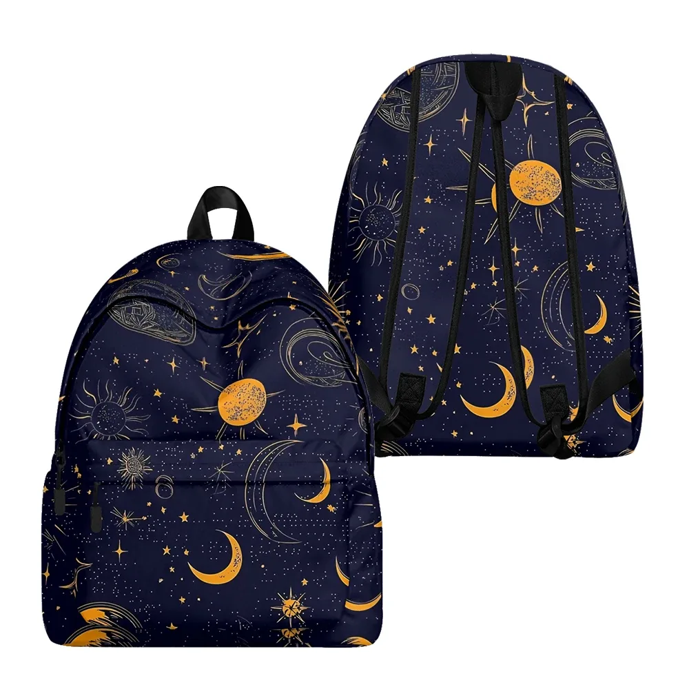 sac à dos imprimé galaxie soleil lune planètes, sacs à crayons, bretelles réglables, sac d'école léger, ensembles de voyage pour adolescents et étudiants