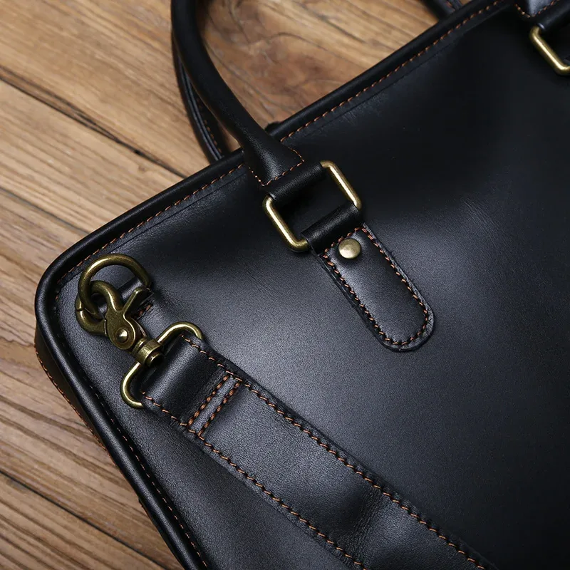 nzpj porte-documents en cuir pour hommes sac à main rétro couche supérieure en peau de vache pochette d'ordinateur sac à bandoulière en cuir de cheval fou sac de luxe