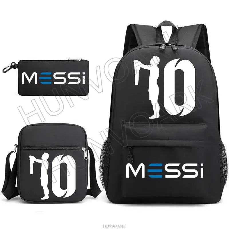 sac à dos super stars messi pour enfants, football, école, voyage, ordinateur portable, adolescents, étudiants, femmes, hommes, 3 pièces