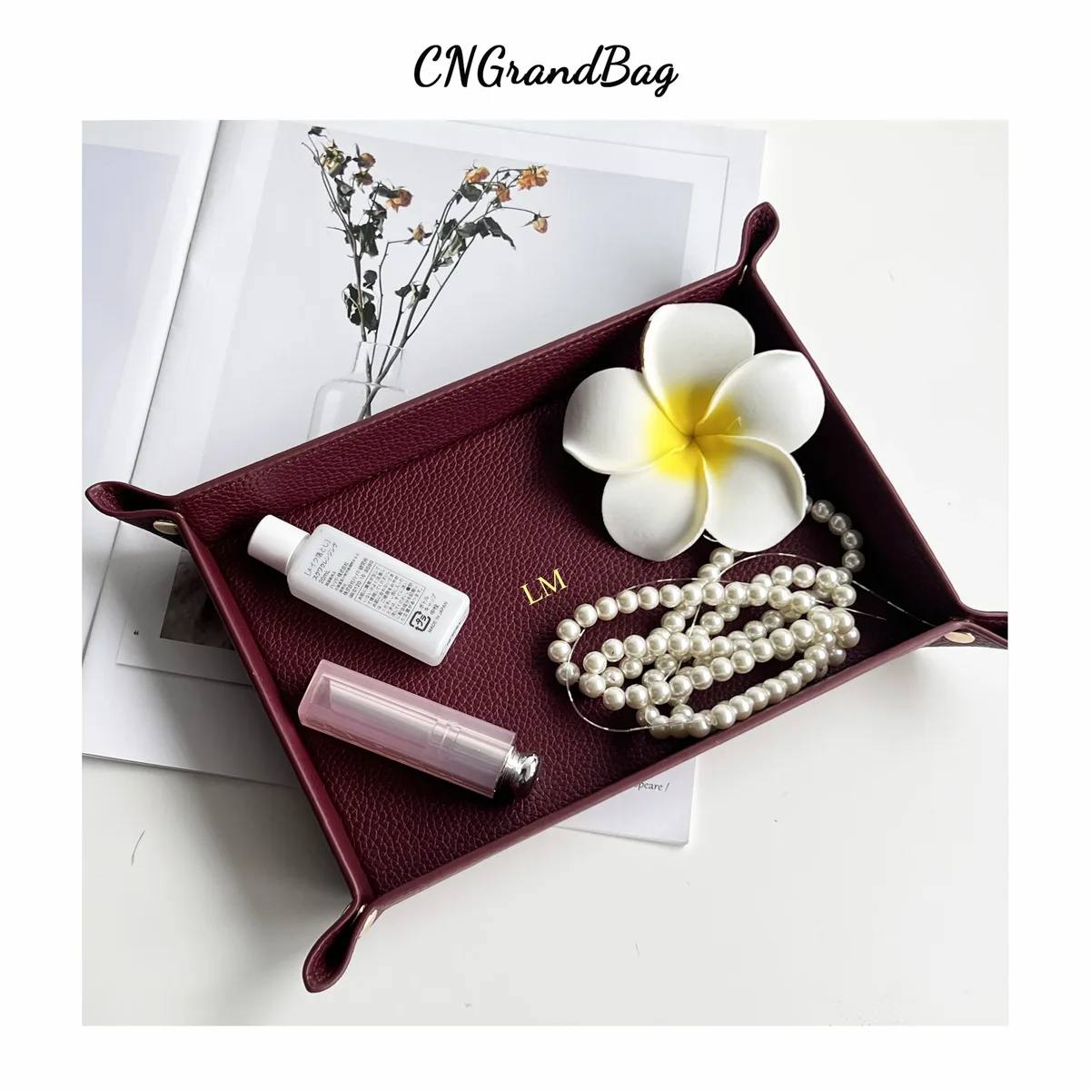 plateau carré pliable en cuir personnalisable avec nom, boîte de rangement de bureau, plateau à bijoux, organisateur pour dés, clés, portefeuilles et pièces de monnaie