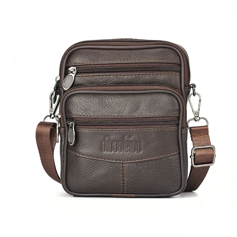 sac à bandoulière en cuir véritable pour hommes, pochette zippée de haute qualité, sacoche d'affaires rétro pour hommes