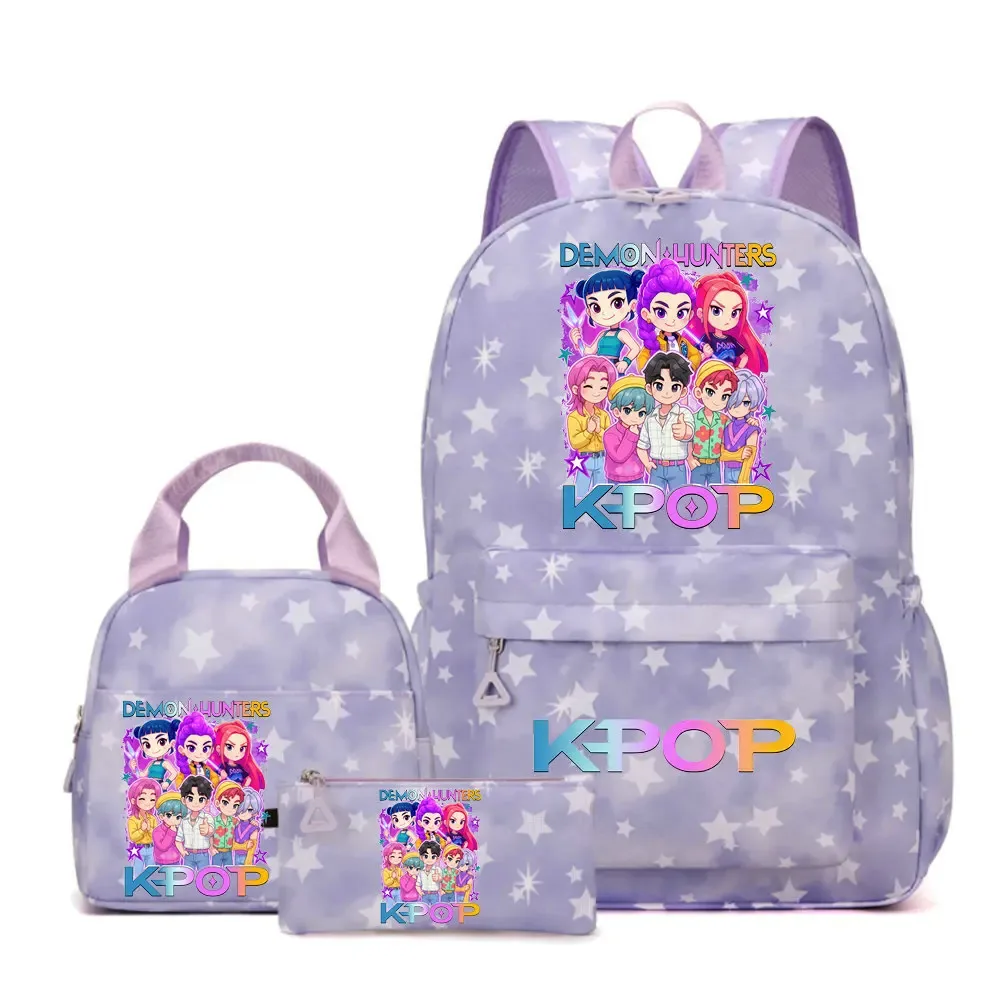 sac à dos kpop demon hunters pour filles, enfants, sacs à crayons, sacs à déjeuner, sacs à livres, sacs d'école pour femmes et adolescentes, ensembles de sacs à dos de voyage pour ordinateur portable
