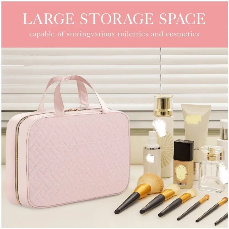 trousse de toilette sac de voyage avec crochet de suspension, trousse de maquillage résistante à l'eau organisateur de voyage pour accessoires, shampoing,