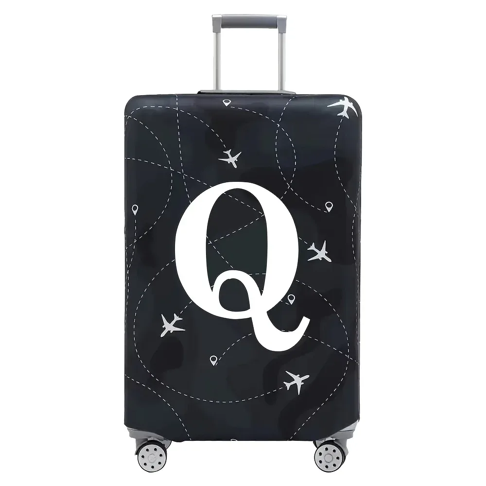 housse valise polyester motif trajectoires avions lettres noire blanc voyage protection valise taille variable