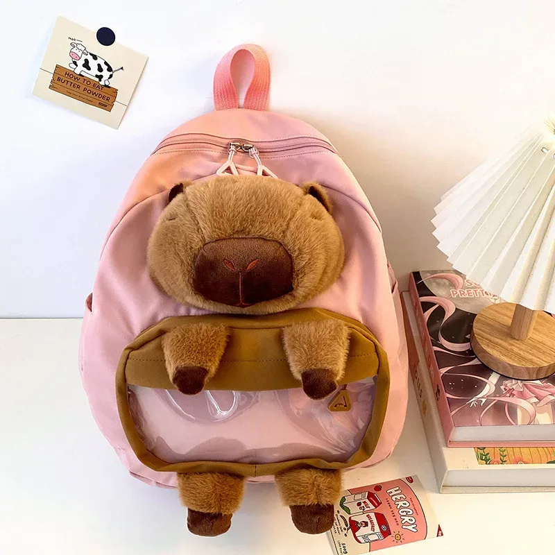 kawai capybara sac à dos femme grande capacité dessin animé drôle sac à dos doux fille dessin animé animation étudiant sac à dos lumière amour sac