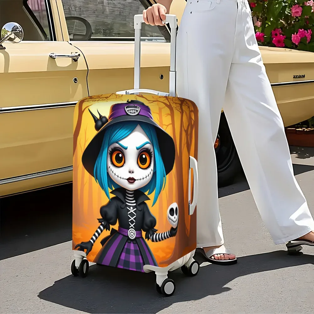 1 housse de bagage à imprimé sorcière d'halloween pour bagages de 18 à 32 pouces ; accessoires de voyage anti-poussière et élastiques pour protéger efficacement vos bagages