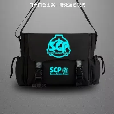 scp sécurisé conta sac de messager décontracté anime cosplay étudiant couverture lumineux sac à bandoulière pour hommes adolescents