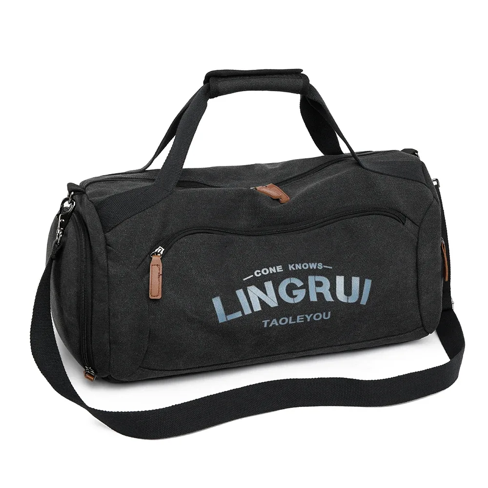 sac de voyage en toile pour homme, grande capacité, sac de week-end avec sangle initiée, durable et polyvalent pour les voyages de gym et une utilisation décontractée