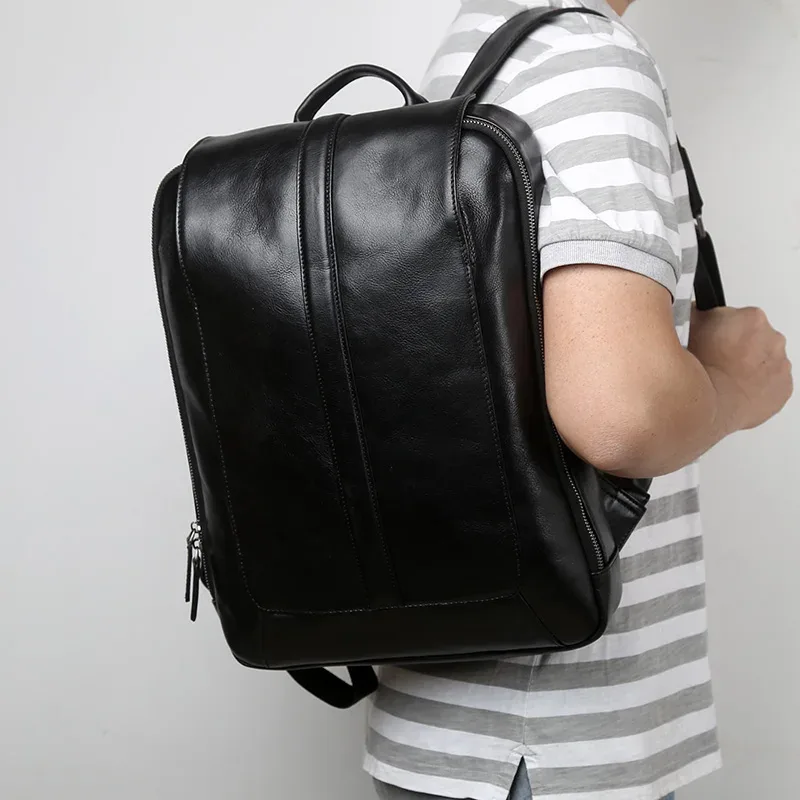 nzpj-sac à dos en cuir de vachette naturel pour homme, sac d'ordinateur décontracté, sac d'école rétro haute capacité, sac chimmen pour ordinateur portable 15.6"