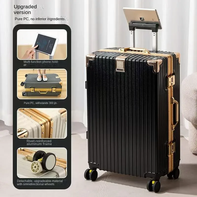 valise antichoc et résistante aux chutes de 20 à 30 pouces, grande capacité, bagage de voyage, cadre en aluminium, serrure à code, valise à roulettes pour étudiants