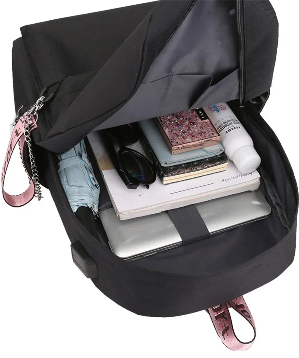 sac à dos imprimé chat kawaii pour femme, sac à dos scolaire noir, sac à dos pour adolescente, sac à dos mochila usb, mode