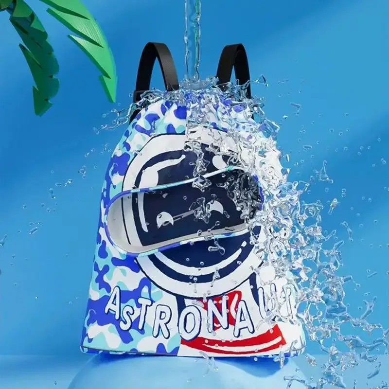 sac de natation portable pour enfants, sac à dos étanche avec séparation sec/humide et imprimé dessin animé, organisateur essentiel pour les sports des enfants