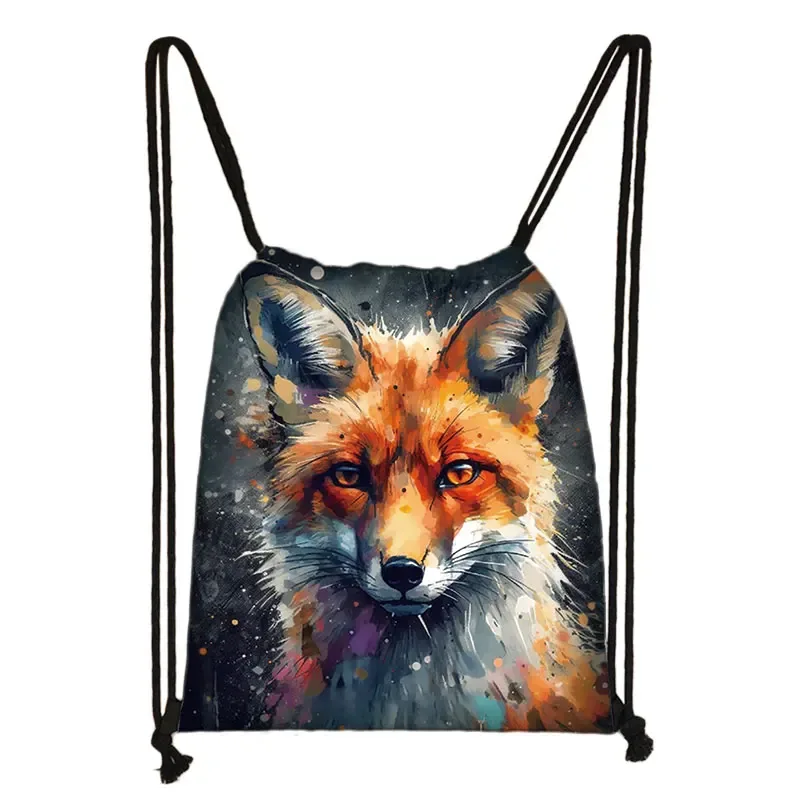 sac à dos imprimé animal théâtre l loup éléphant cheval, sacs à cordon de proximité pour femmes, sac de rangement mode pour adolescentes, sacs à livres kawaii pour filles, cadeau