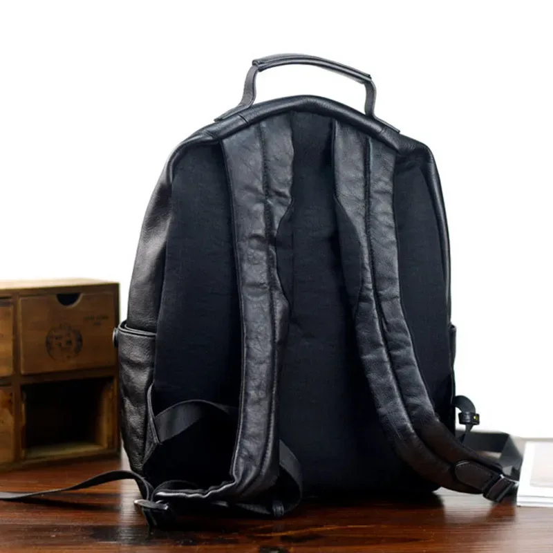 pndme – sac à dos vintage en cuir véritable pour hommes et femmes, sac de voyage de bonne qualité, simple, en cuir de vache naturel, pour ordinateur portable