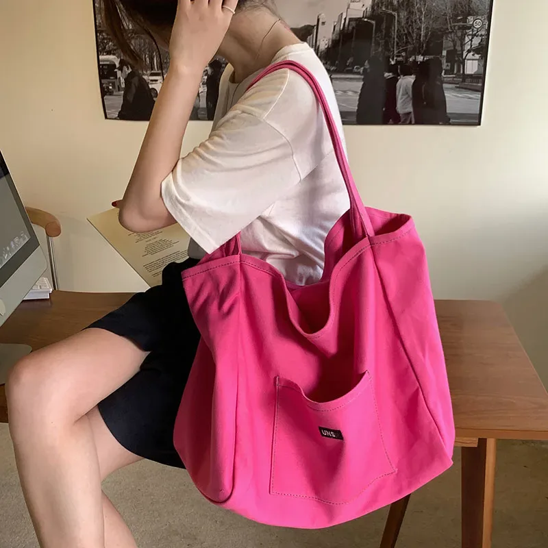 sac en toile de haute qualité réutilisable shopping sac à bandoulière femmes simple décontracté usage quotidien sac à main fourre-tout femme portable pliant sac à main