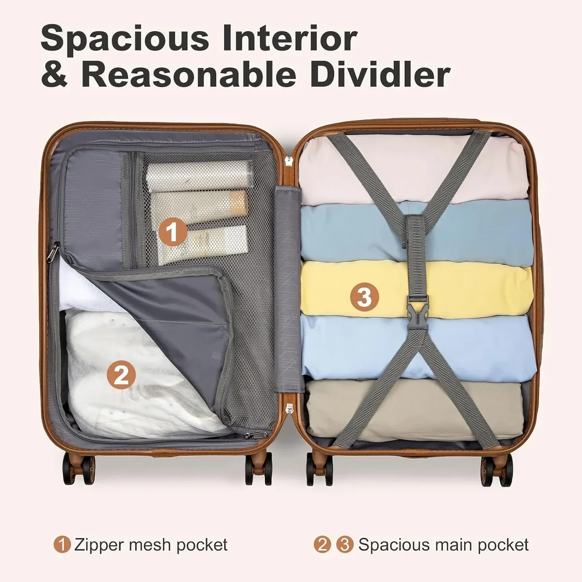 kono ensemble valises rigides 13 pouces trousse de maquillage et 20 pouces bagage cabine, trolley abs+pc serrure tsa roulettes 360° silencieuses