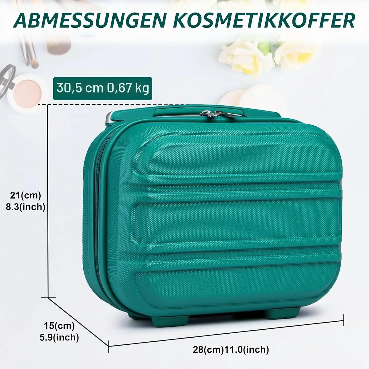 kono valise maquillage 12 pouces organisateur beauté, trousse de maquillage rigide avec compartiments pour cosmétiques, pinceaux et produits de soin