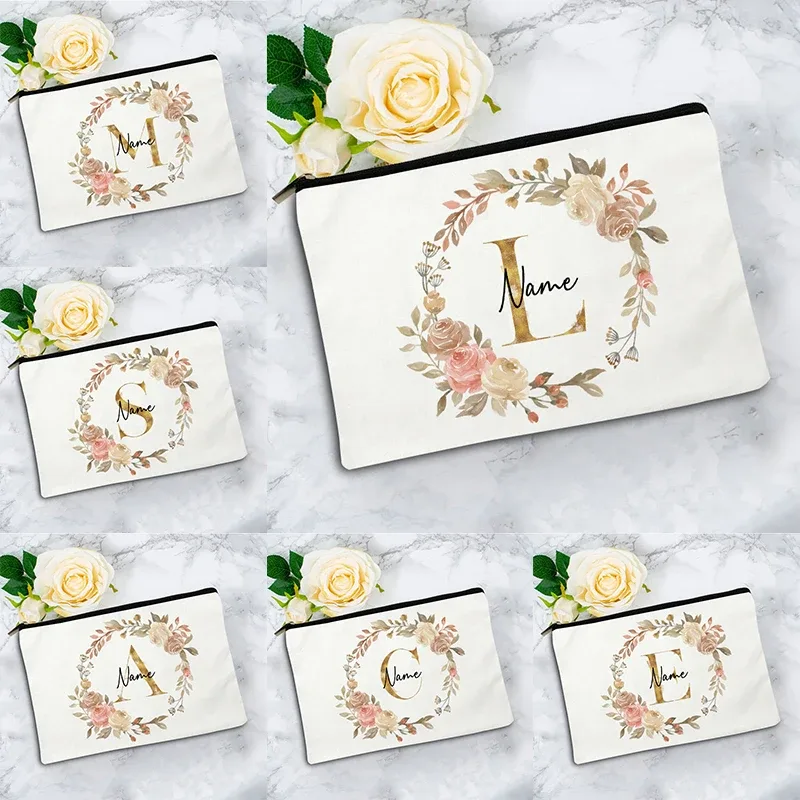 Pochette à cosmétiques personnalisée pour mariage, pochette à cosmétiques pour fête, pochette à cosmétiques individuelle, sac de maquillage en toile de voyage, organisateur, cadeaux pour femme