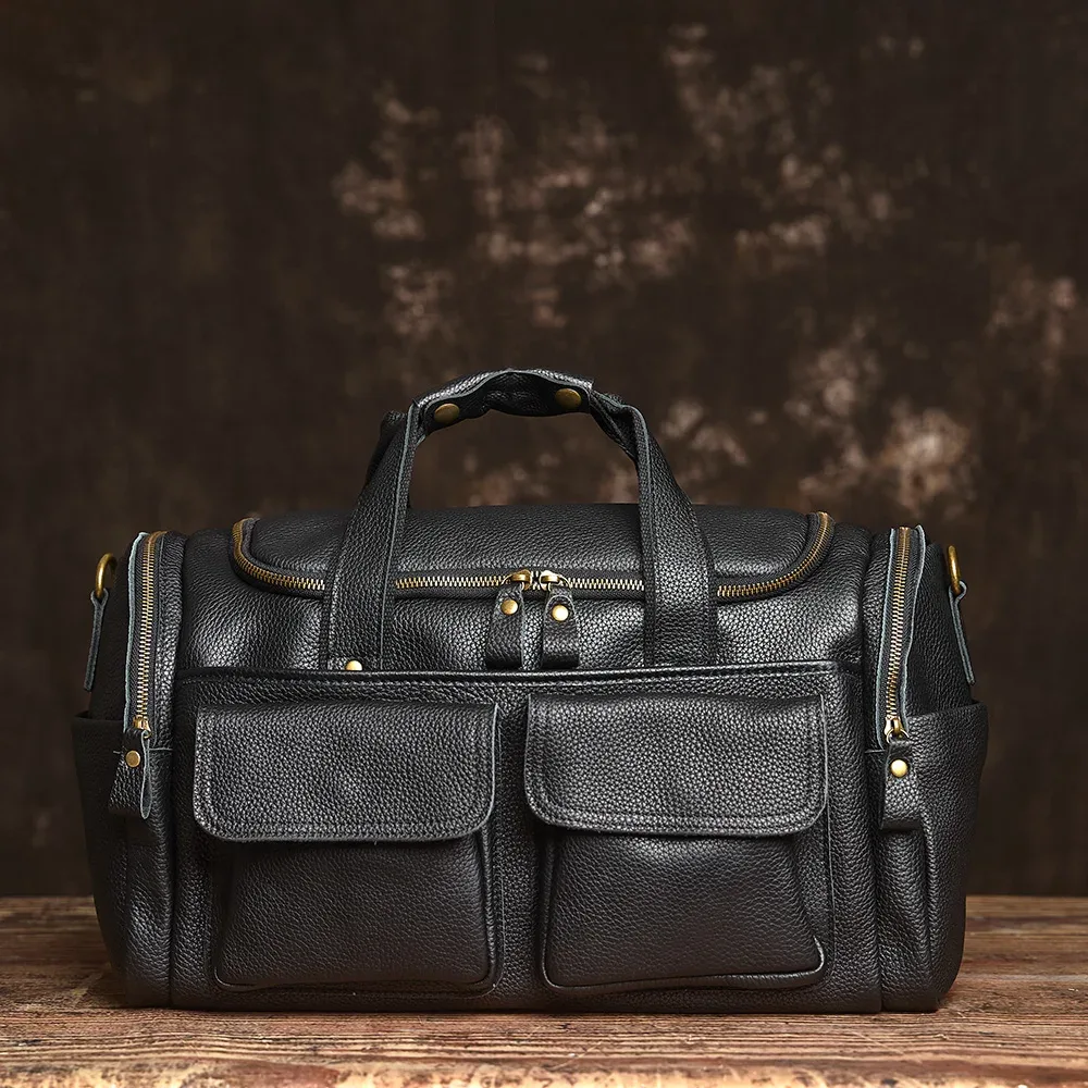 zrcx – sac à main vintage pour hommes, sac de voyage en cuir véritable, grande capacité, messager à bandoulière unique pour ordinateur portable de 14 pouces