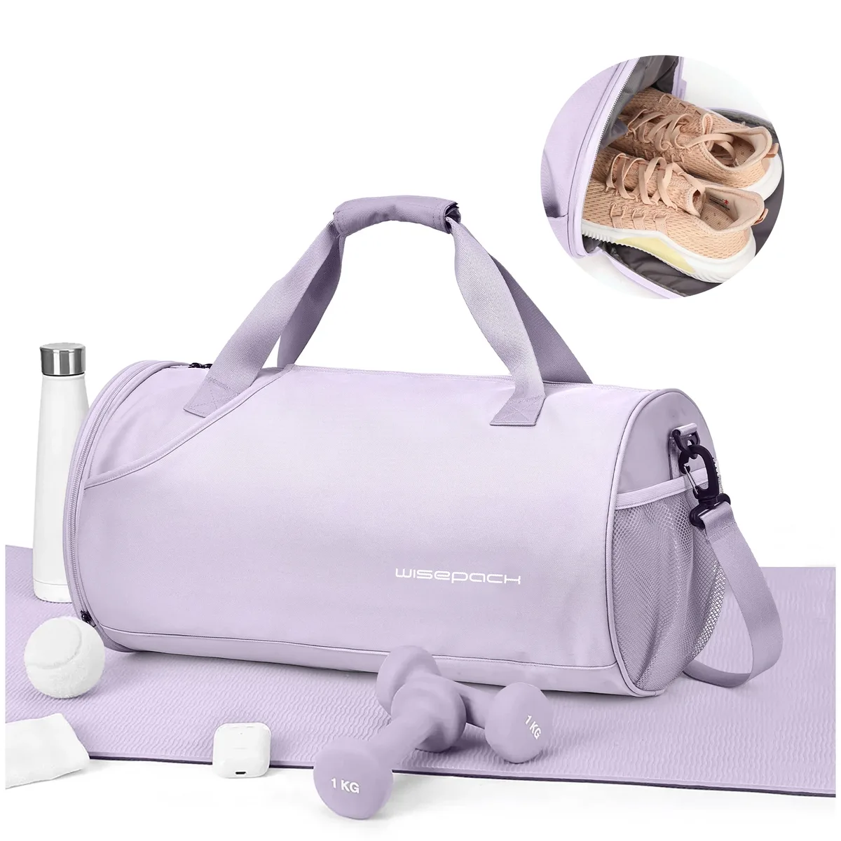 sac de sport pour femmes, sac de jour pour la salle de sport et le week-end, sac de voyage étanche avec compartiment pour chaussures et vêtements