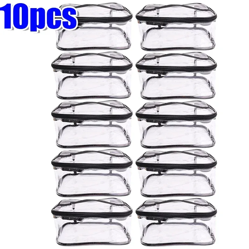 sac de rangement extra large en pvc transparent, 1/10 pièces, organisateur épais et étanche pour jouets cosmétiques, système de pochette transparente réutilisable de voyage
