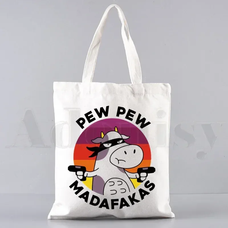 pew pew madafakas sac fourre-tout unisexe sacs en toile sacs à provisions imprimé sac à bandoulière décontracté pliable