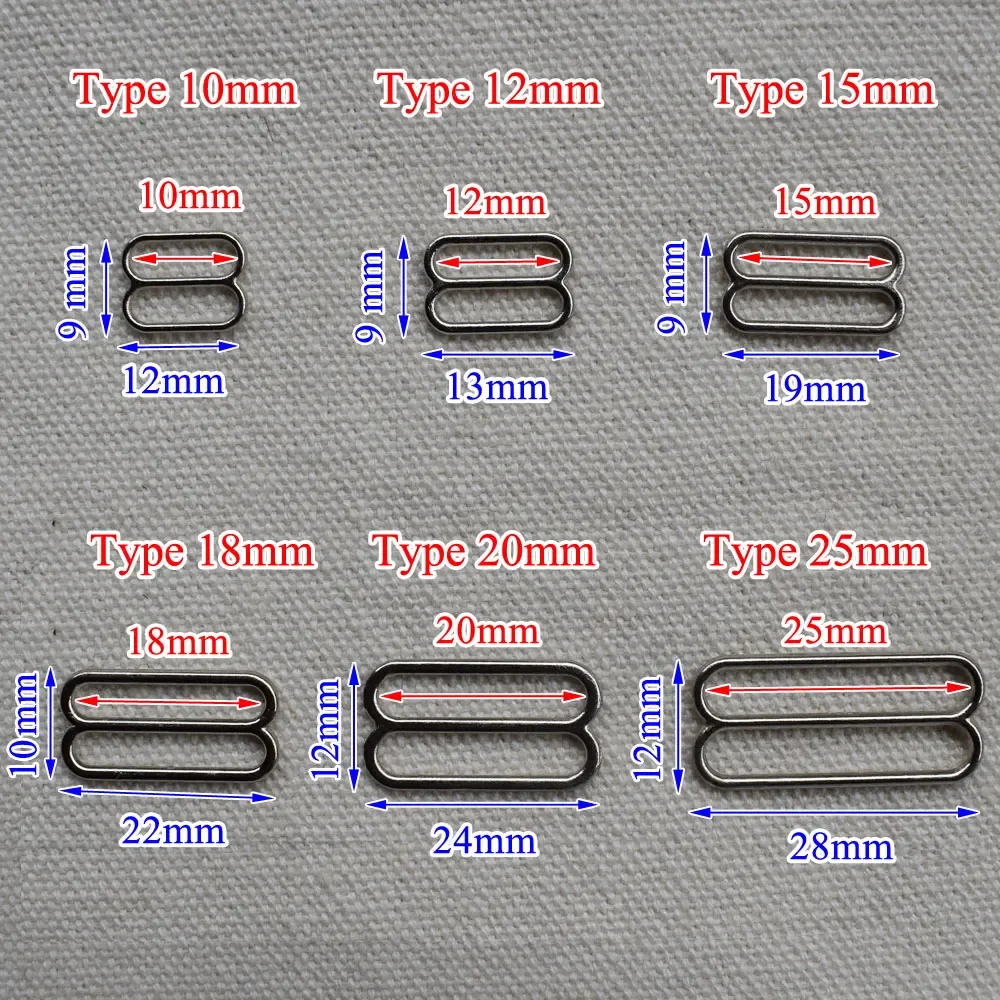 20 pièces de boucles de réglage de soutien-gorge en métal de 10 mm à 25 mm, anneaux coulissants et clips pour lingerie, accessoires de bricolage