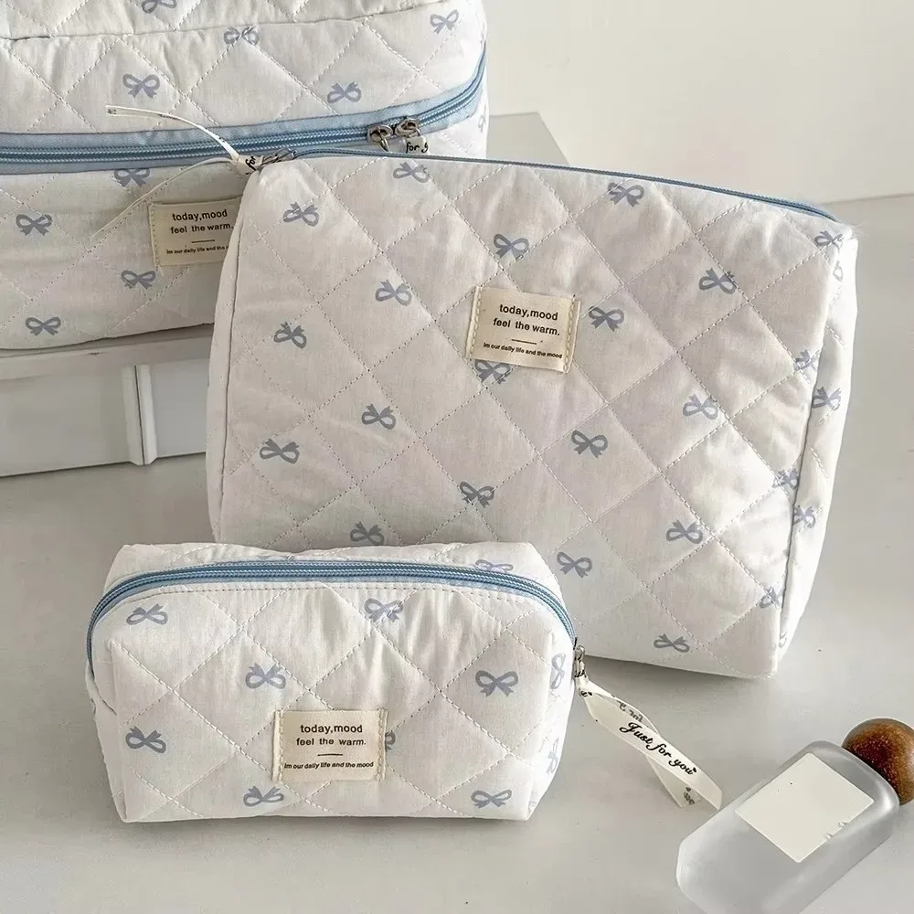 sac à cosmétiques portable bleu pour femme, pochette de voyage, trousse de maquillage grande capacité, trousse à crayons à fermeture éclair, sac de rangement, cadeaux