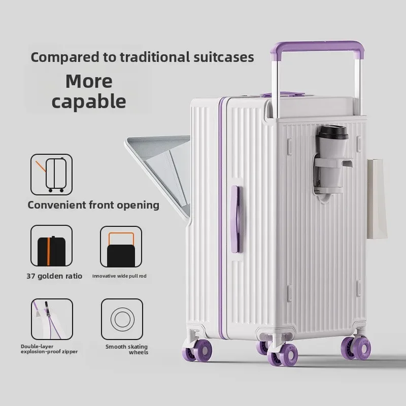 valise jean capacité grande compartiment séparé doublure confortable voyage antichoc serrure sécurité roues violettes