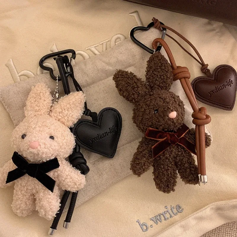 porte-clés lapin en peluche kawaii y2k, mignon lapin en peluche, pendentif pour sac à dos