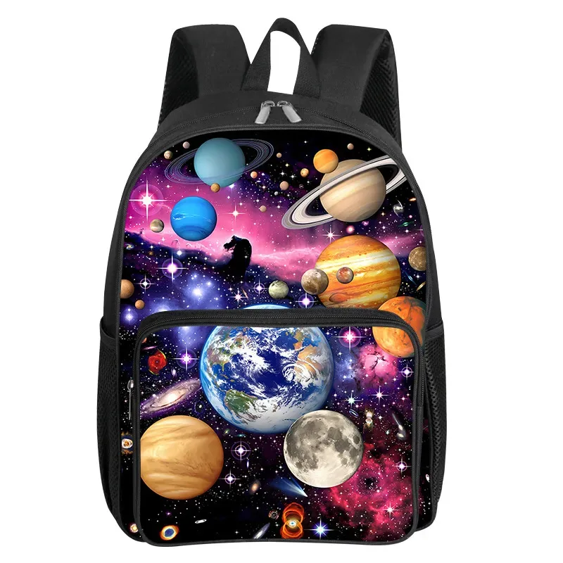 sac à dos à poche avant carrée à motif de planètes cosmiques pour garçons et filles, meilleurs cadeaux, sacs d'école à dessin animé 2d pour enfants