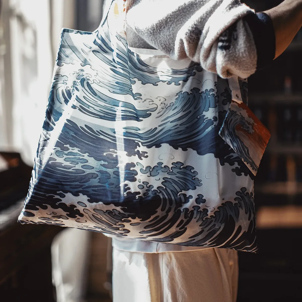sac fourre-tout pliable maden à imprimé tribal, grande capacité, avec pochette de rangement et sangle confortable pour les trajets quotidiens et les voyages