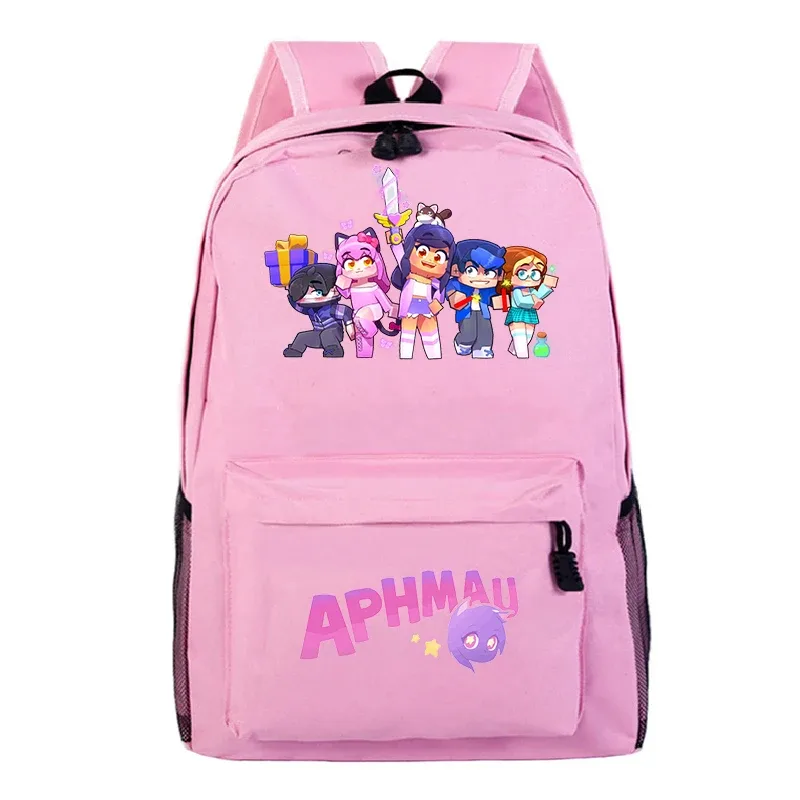 aphmau imprimer sacs à dos mode étudiants sacs d'école adolescent pochette d'ordinateur filles garçons dessin animé bookbag grande capacité voyage sac à dos