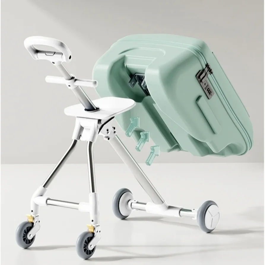 valise de voyage multifonctionnelle pour enfants, chariot à roulettes 20 pouces, bagage à main, chariot porteur pour les voyages
