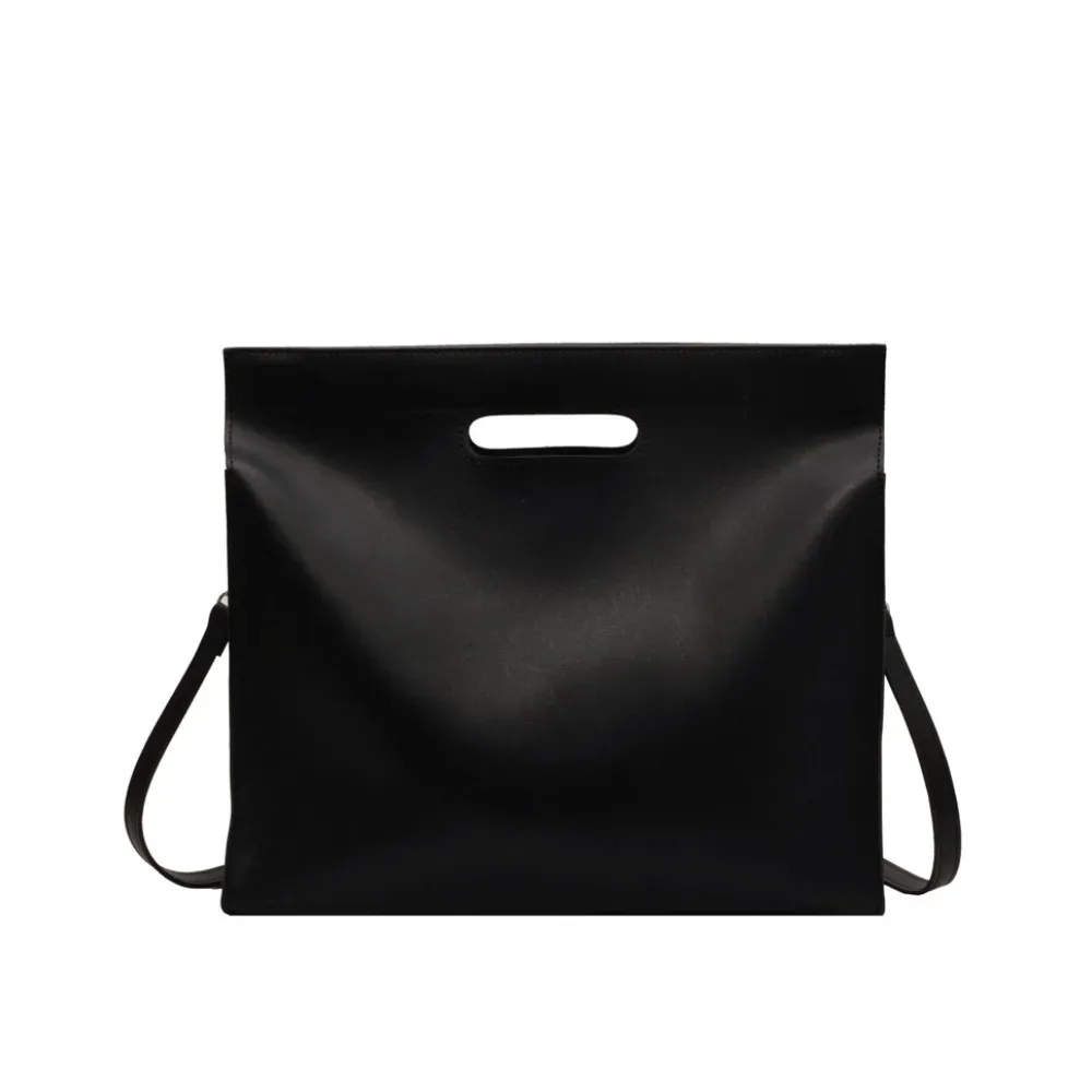 sac fourre-tout élégant en pu pour documents de bureau, couleur unie, grande capacité, sacoche pour ordinateur, sac bandoulière, sac à main, sac de voyage
