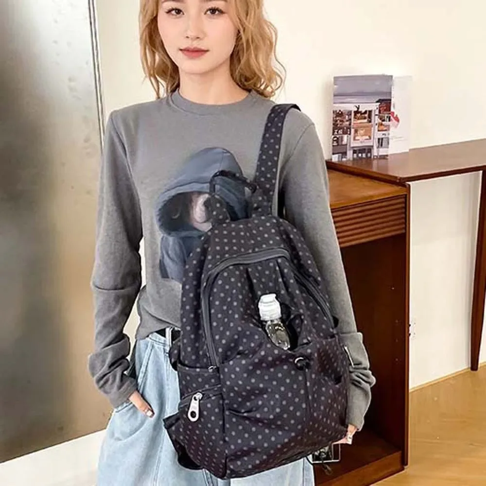 sac à dos en nylon anti-éclaboussures à pois, spacieux, léger, pour étudiants, lavable, durable, sac de voyage, sac de week-end