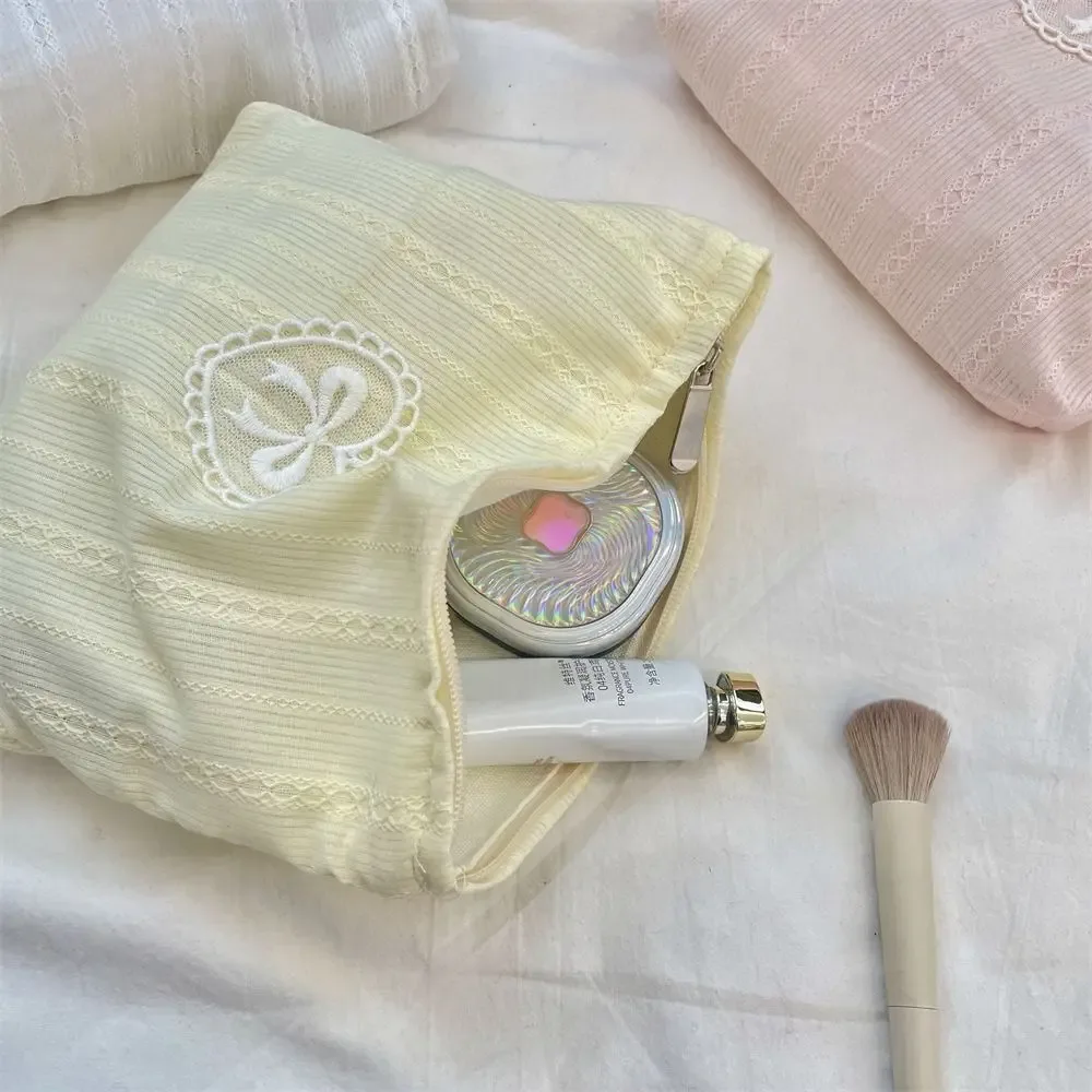 nouveau trousse de maquillage couleur bonbon, sac de papeterie à nœud papillon de grande capacité, pochette cosmétique multifonctionnelle de voyage