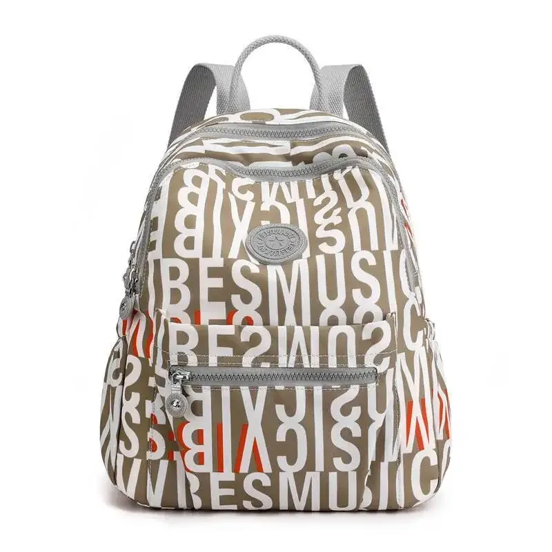 lettre imprimée ultra-léger décontracté petits sacs à bandoulière doubles plus récent mignon sac à dos pour femmes style coréen simple sac de banlieue en nylon