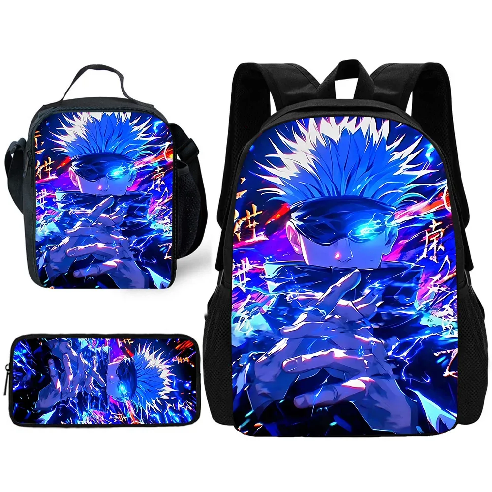 sac à dos d'école pour enfants, anime j-jujutsus k-kaisens, avec sacs à déjeuner, sacs à crayons, sacs d'école pour garçons et filles, meilleur cadeau