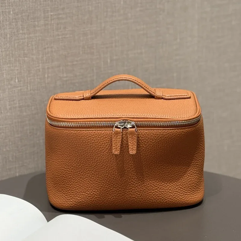 sac à cosmétiques en cuir pour femmes, organiseur de toilette de voyage, cuir véritable de haute qualité, trousse de maquillage de luxe, pratique, grande capacité