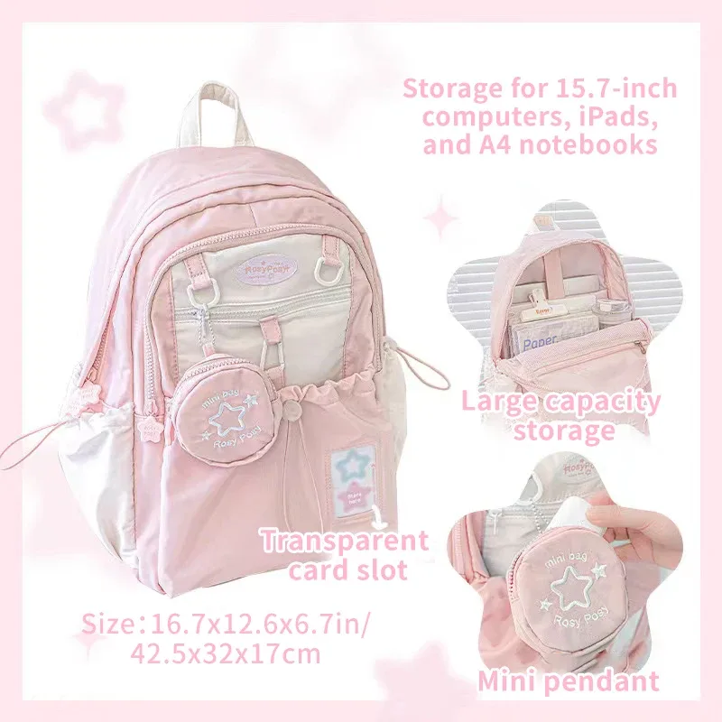 sac à dos de style crème pour étudiants d'apparence élevée, design simple et mignon, sac à dos de grande capacité, léger et indolore ba
