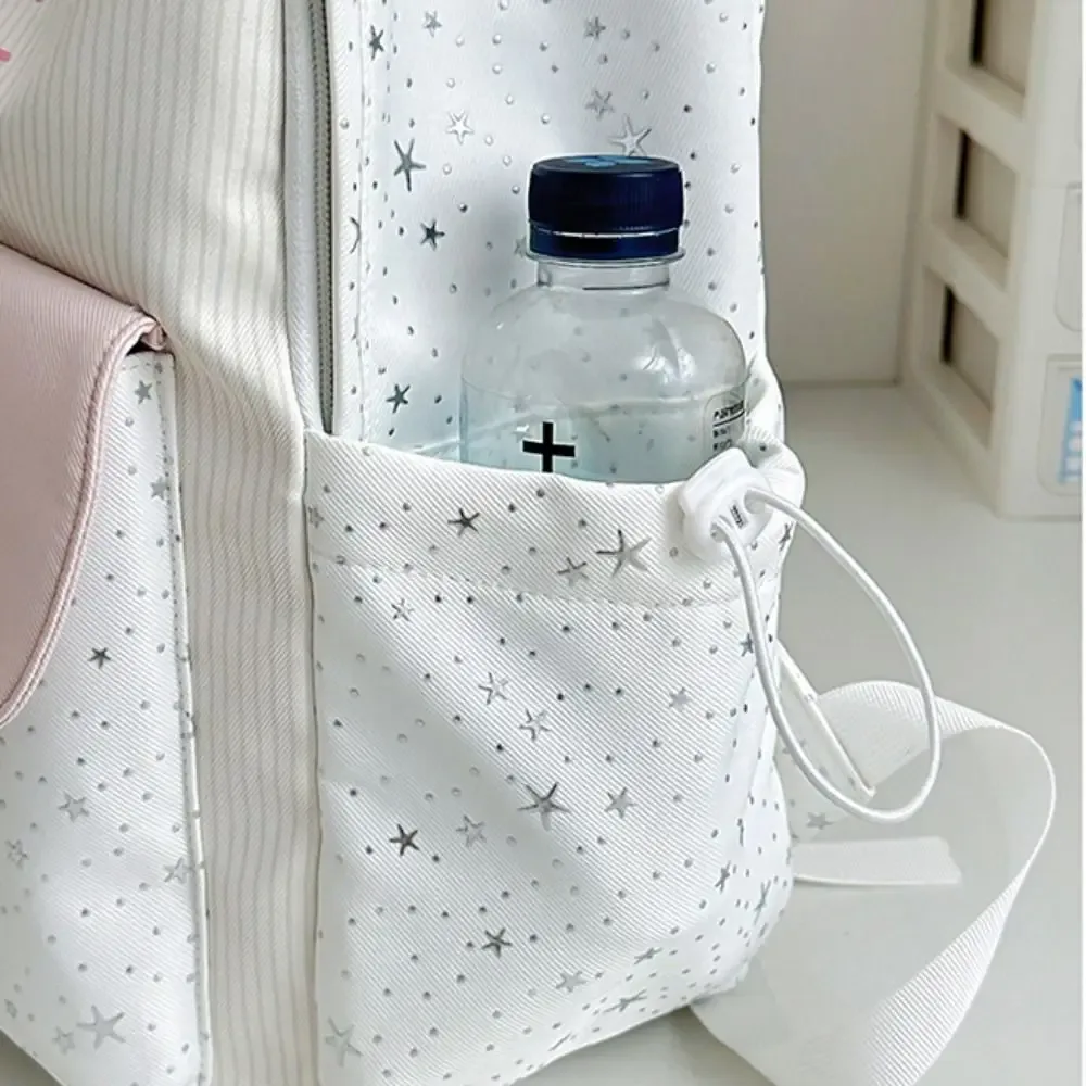 sac à dos minimaliste en nylon multicolore avec motif chat étoilé mignon, grande capacité, imprimé, pour étudiants et collégiens