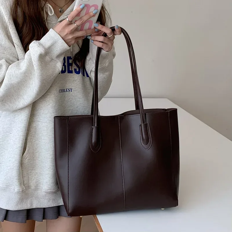 sac fourre-tout vintage pour femmes, nouvelle version coréenne, grande capacité, sac de transport simple, à la mode et polyvalent, sac à bandoulière simple