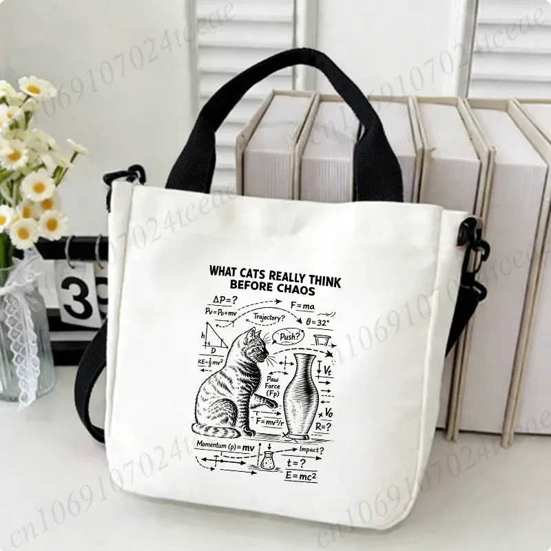 sac fourre-tout amusant à imprimé physique de chat pour femme, sac à bandoulière décontracté, sac à main vintage en toile, sacs à bandoulière tendance pour le quotidien et le shopping