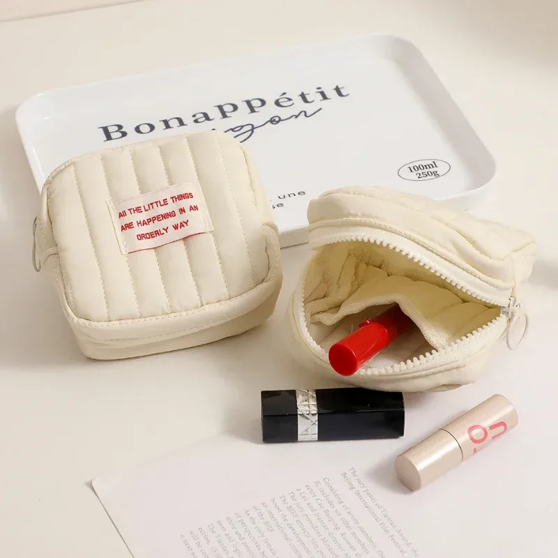 sacs de rangement portables pour rouge à lèvres, petit sac de maquillage carré coréen, petits écouteurs pour étudiants, portefeuille zéro fille, mini sac à cosmétiques